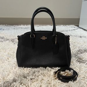 Coach Sage Mini Carryall Crossbody Bag in Black Crossgrain Leather